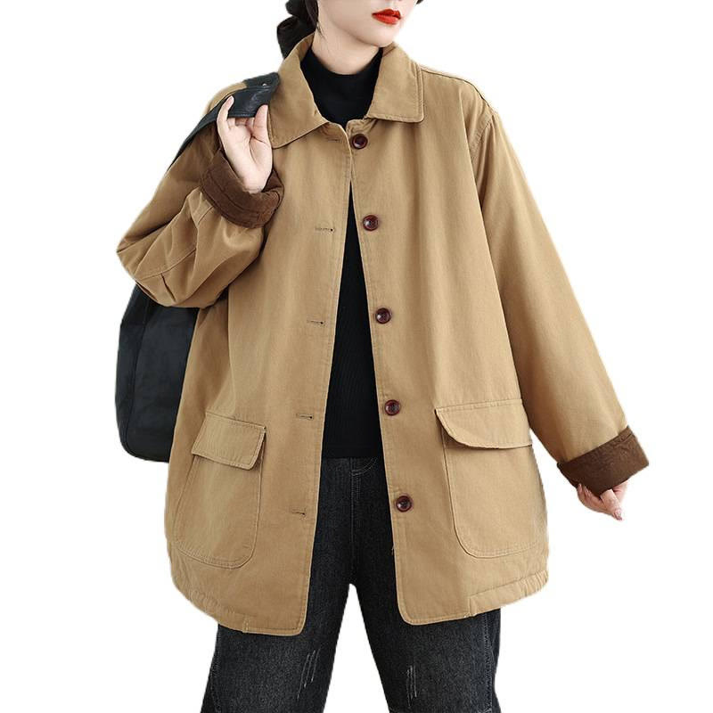 Quilted Cotton Lapel Jacket with Functional Pockets for Mindful Layering