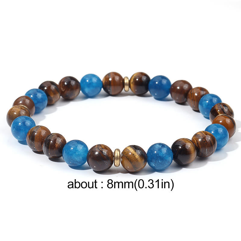 Apatite and Tiger Eye Beaded Spacer Bracelet for Motivation