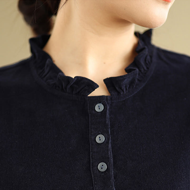 Tactile Cotton Corduroy Relaxed Autumnal Midi Dress
