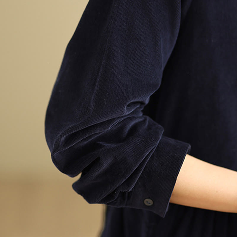 Tactile Cotton Corduroy Relaxed Autumnal Midi Dress