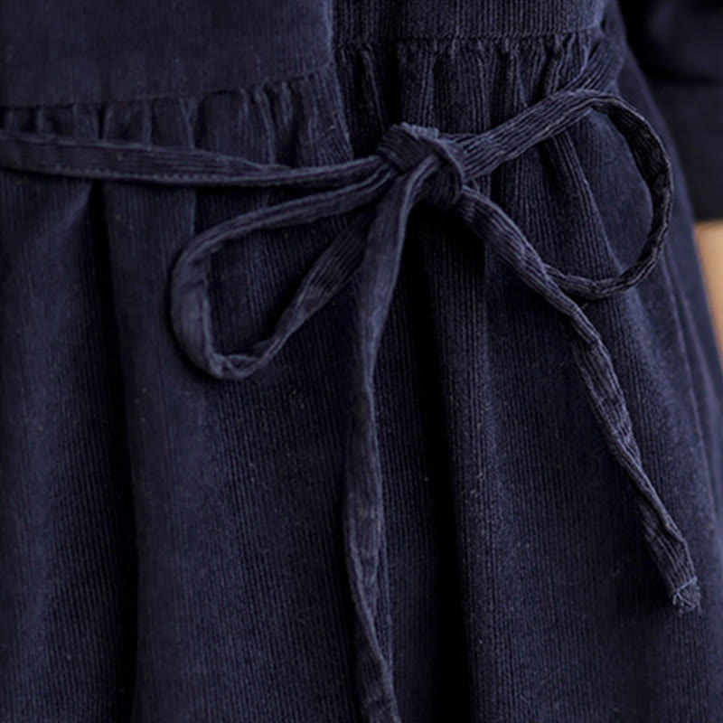 Tactile Cotton Corduroy Relaxed Autumnal Midi Dress
