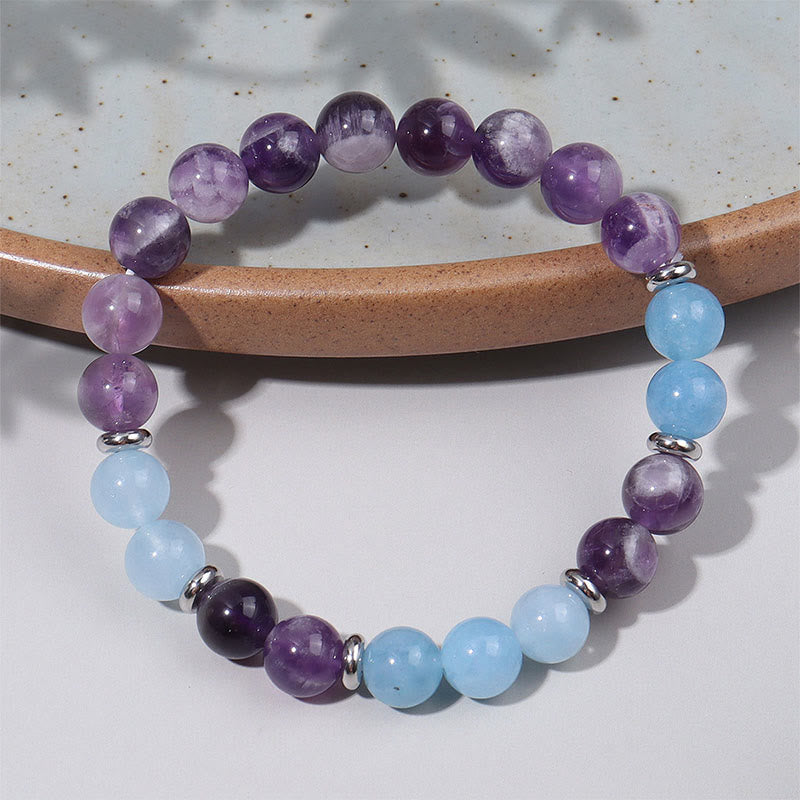 Amethyst Aquamarine Spacer Beads Peace Bracelet