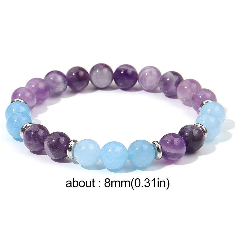 Amethyst Aquamarine Spacer Beads Peace Bracelet