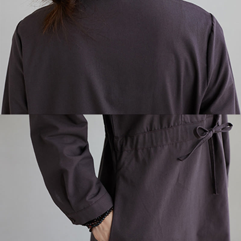 Cotton-Blend Structured Lapel Mindful Midi Dress
