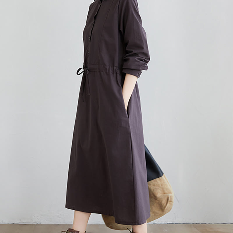 Cotton-Blend Structured Lapel Mindful Midi Dress