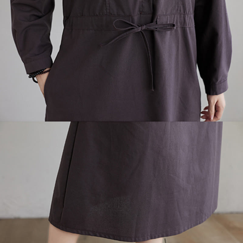 Cotton-Blend Structured Lapel Mindful Midi Dress