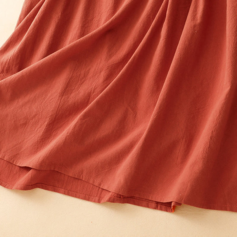 Structured Cotton Lapel Long-Sleeve Meditation Midi Dress