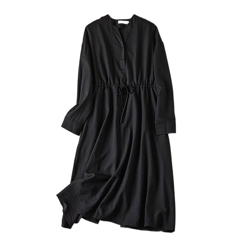 Tactile Cotton Blend Long Sleeve Mindful Midi Dress