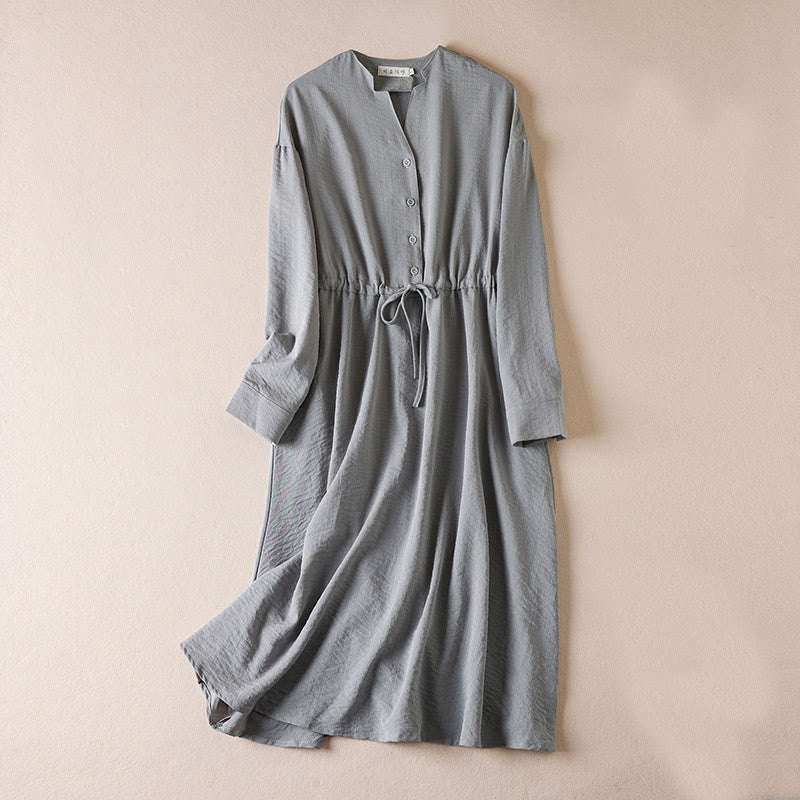 Tactile Cotton Blend Long Sleeve Mindful Midi Dress