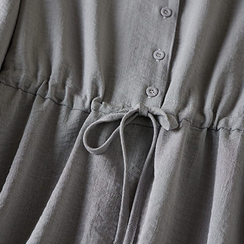 Tactile Cotton Blend Long Sleeve Mindful Midi Dress