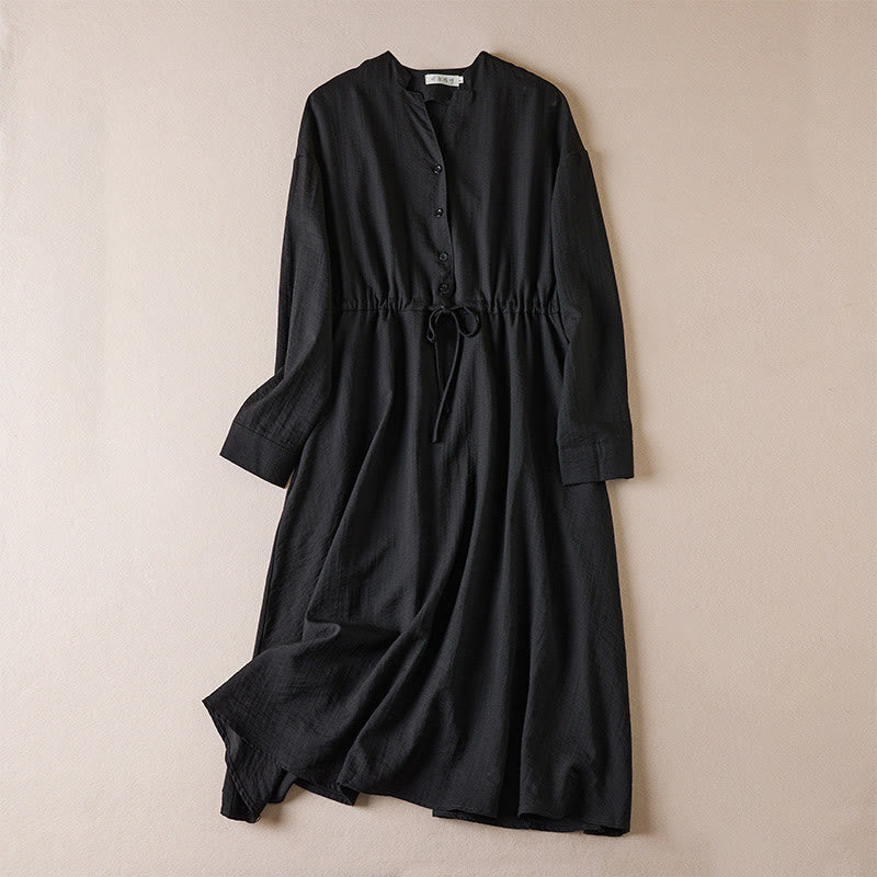 Tactile Cotton Blend Long Sleeve Mindful Midi Dress