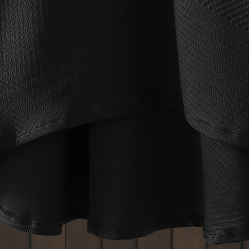 Soft Cotton Turtleneck Irregular Grounding Midi Dress