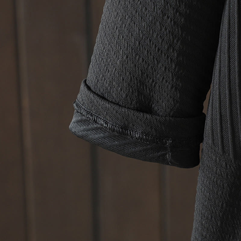 Soft Cotton Turtleneck Irregular Grounding Midi Dress