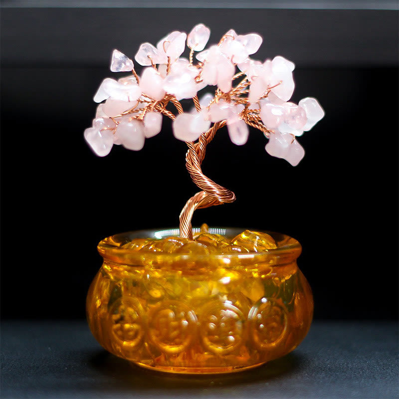 Various Crystal Citrine Amethyst Pink Crystal Tree Prosperity Home Decoration