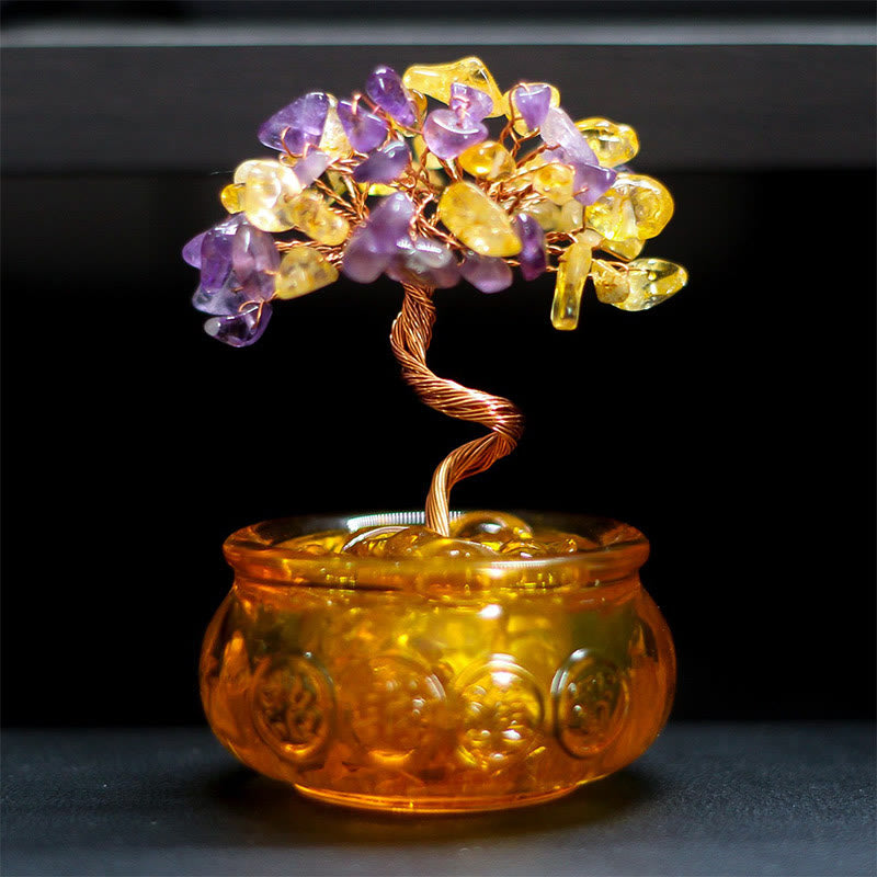 Various Crystal Citrine Amethyst Pink Crystal Tree Prosperity Home Decoration