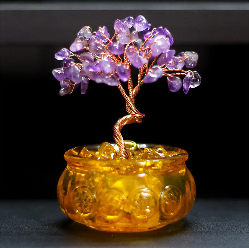 Various Crystal Citrine Amethyst Pink Crystal Tree Prosperity Home Decoration
