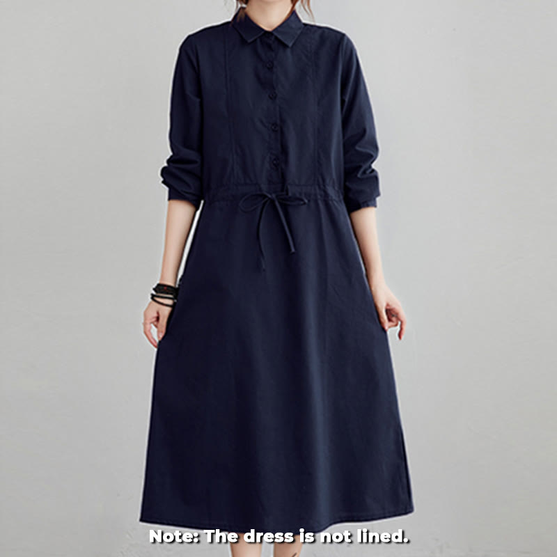 Cotton-Blend Structured Lapel Mindful Midi Dress