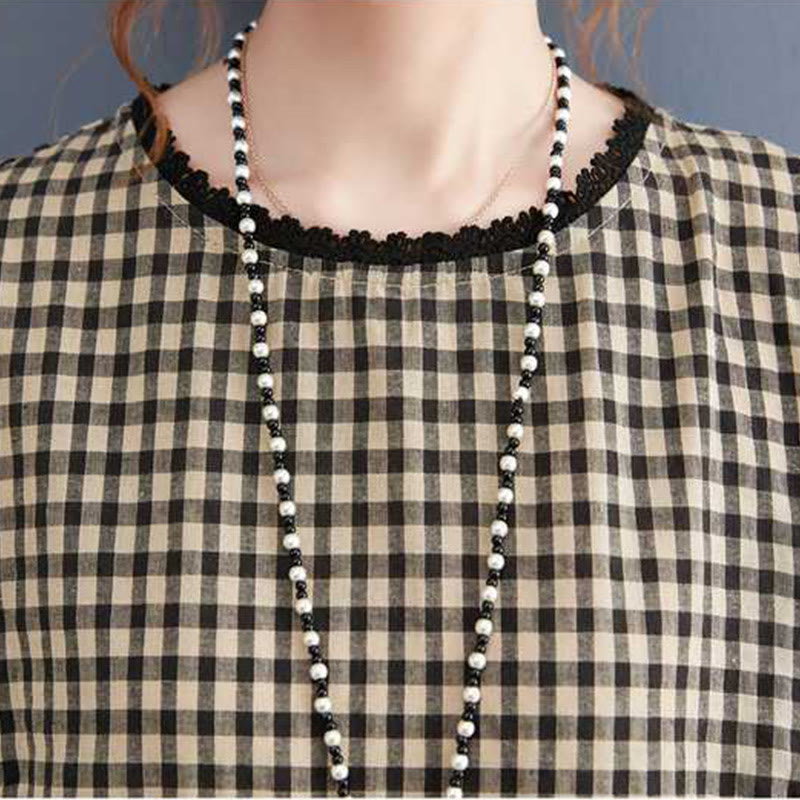 Tactile Cotton Plaid Long-Sleeve Mindful Midi Dress