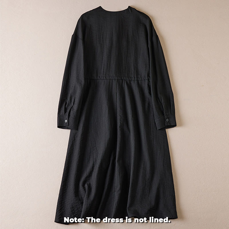 Tactile Cotton Blend Long Sleeve Mindful Midi Dress