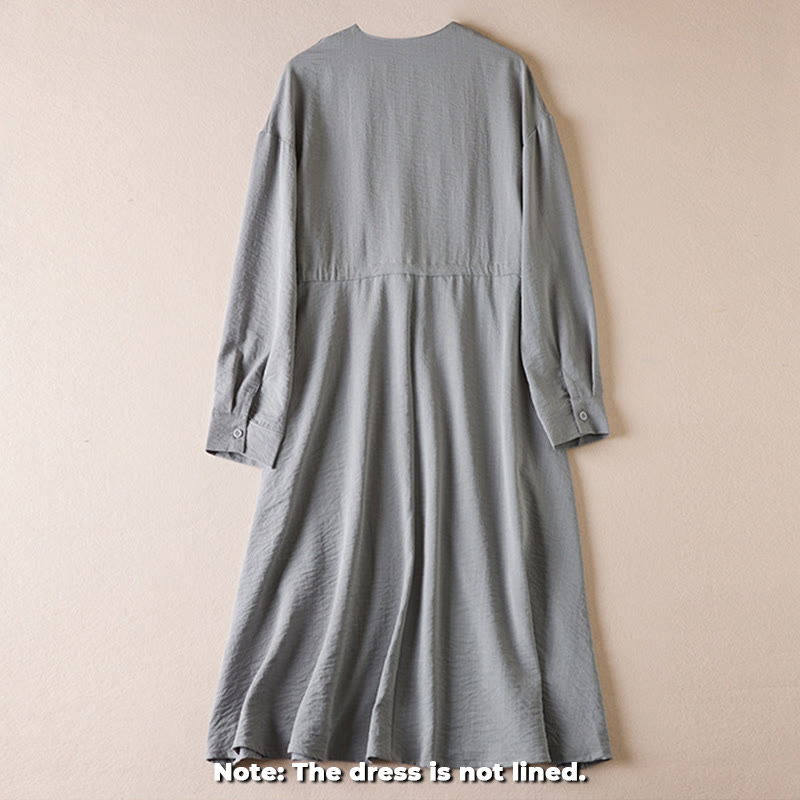 Tactile Cotton Blend Long Sleeve Mindful Midi Dress