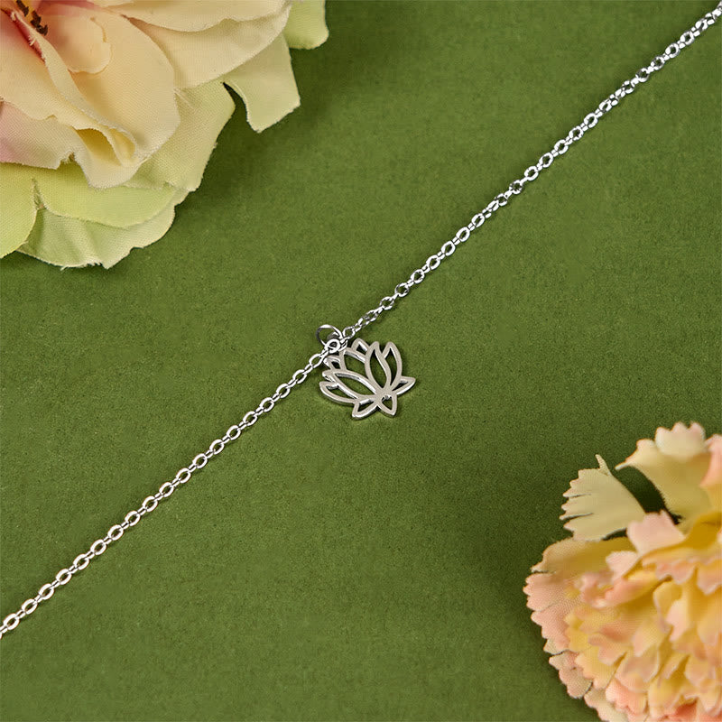 Lotus Pattern Titanium Steel Adjustable Cuff Bracelet