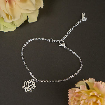 Lotus Pattern Titanium Steel Adjustable Cuff Bracelet