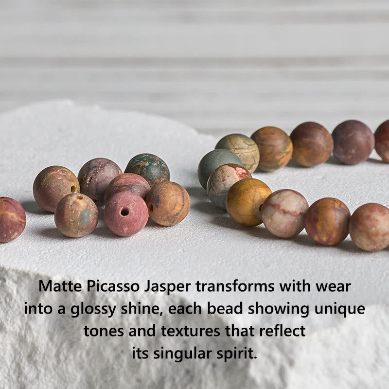 925 Sterling Silver & Picasso Jasper Lotus Charm Bracelet