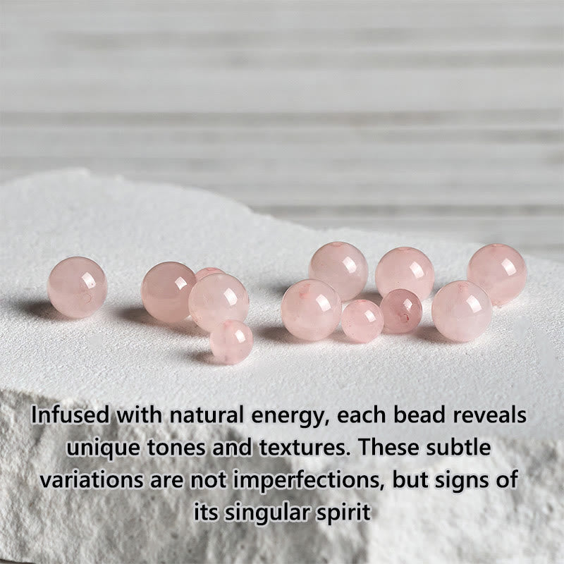 Natural Rose Quartz and 925 Sterling Silver Lotus Charm Beaded Bracelet
