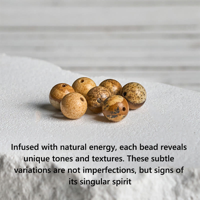 Natural Frosted Black Onyx Picture Jasper Fortune Bracelet
