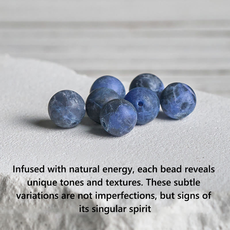 Natural Sodalite and 925 Sterling Silver Lotus Charm Beaded Harmony Bracelet