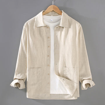 Ramie Cotton Tailored Long-Sleeve Grounding Shirt