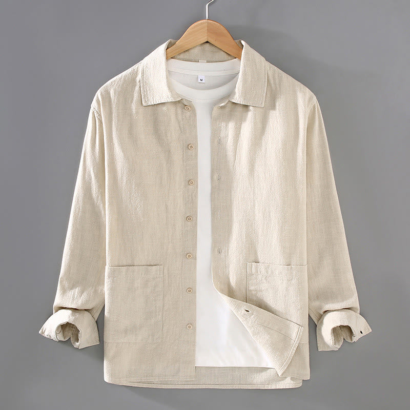 Ramie Cotton Tailored Long-Sleeve Grounding Shirt