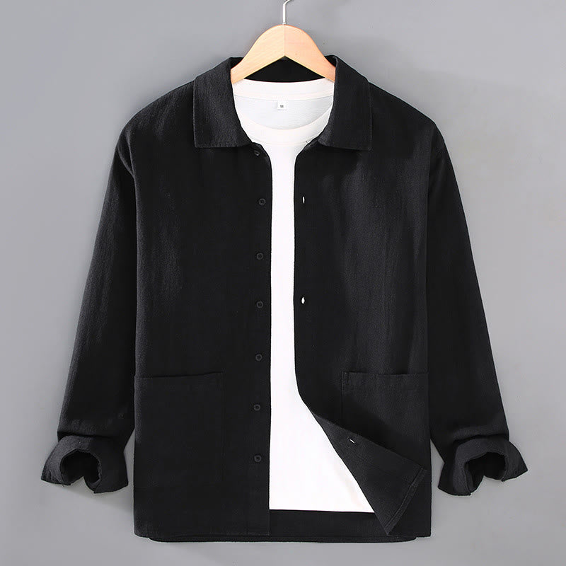Ramie Cotton Tailored Long-Sleeve Grounding Shirt