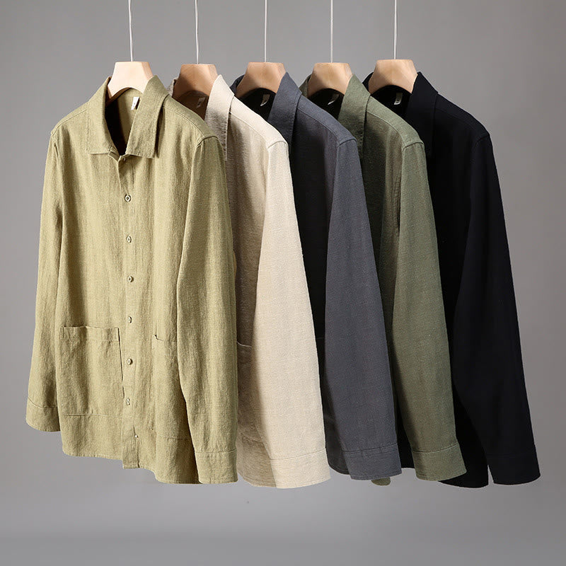 Ramie Cotton Tailored Long-Sleeve Grounding Shirt