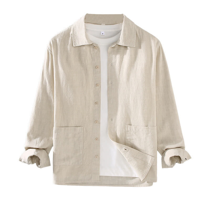 Ramie Cotton Tailored Long-Sleeve Grounding Shirt