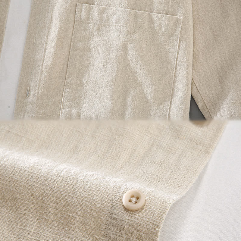 Ramie Cotton Tailored Long-Sleeve Grounding Shirt
