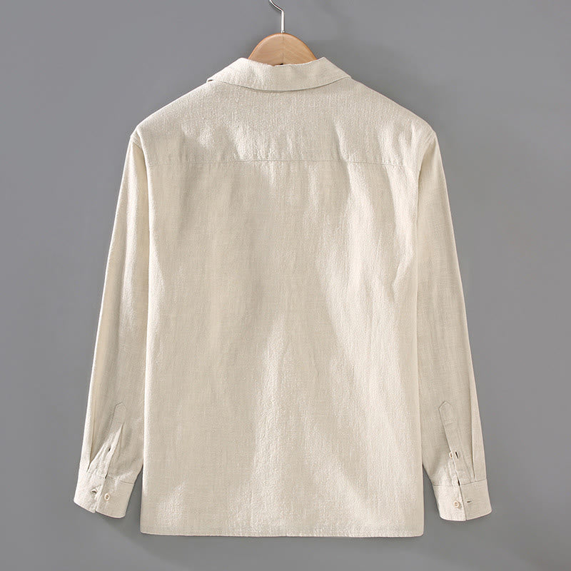 Ramie Cotton Tailored Long-Sleeve Grounding Shirt