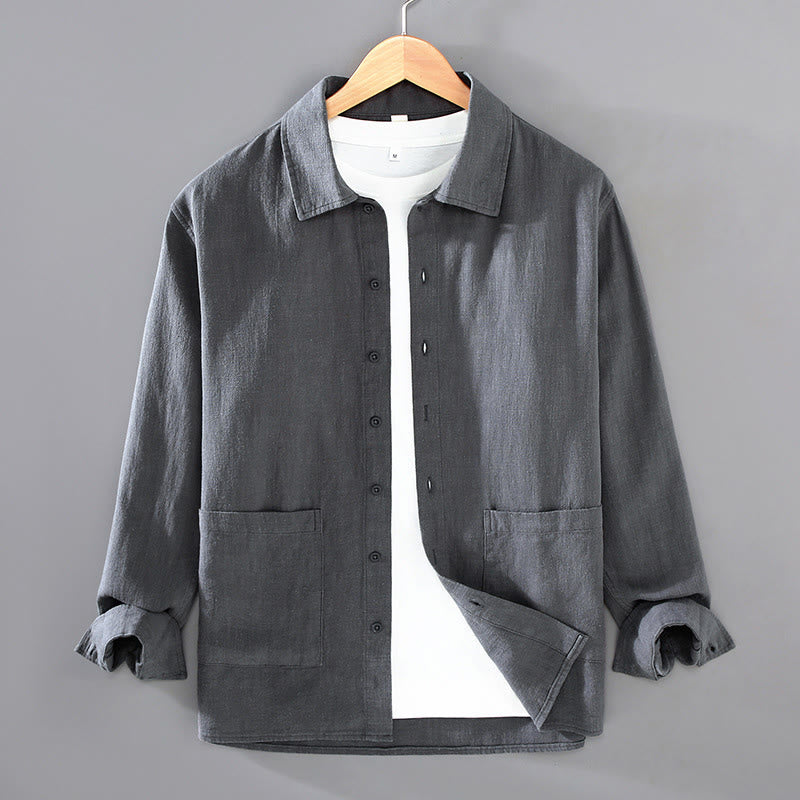 Ramie Cotton Tailored Long-Sleeve Grounding Shirt