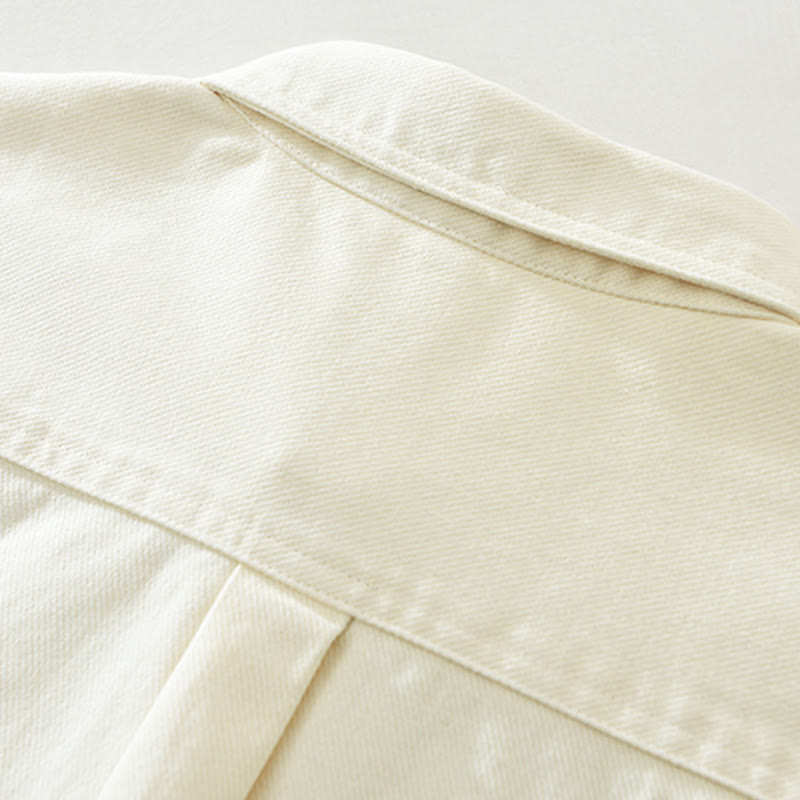 Spring Commute Buttons Long Sleeve Shirt Men Cotton Clothing With Pockets