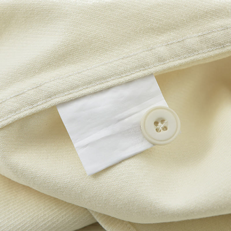 Spring Commute Buttons Long Sleeve Shirt Men Cotton Clothing With Pockets