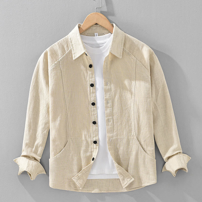 Tactile Ramie Cotton Structured Long-Sleeve Meditation Shirt