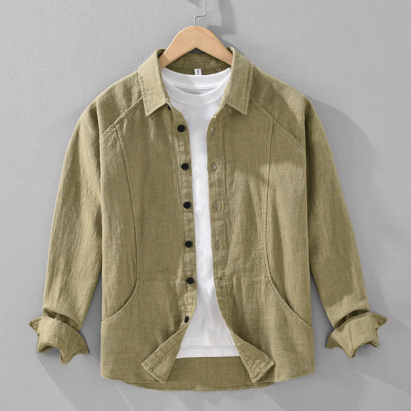 Tactile Ramie Cotton Structured Long-Sleeve Meditation Shirt
