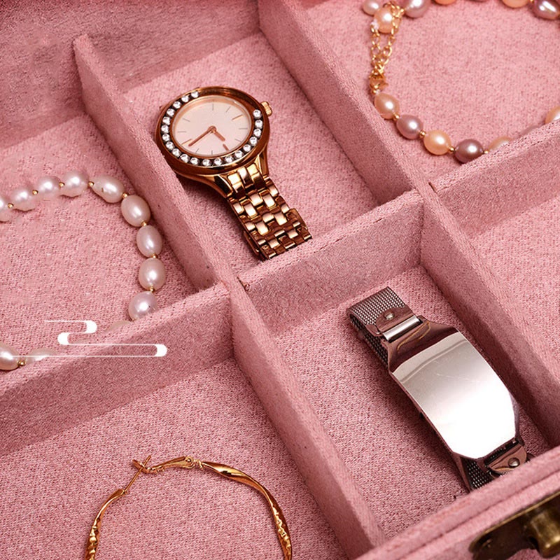 Elegant Two-Layer Flannel Jewelry Box Organizer with Secure Lock