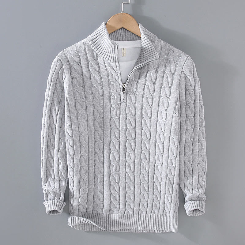 Textured Cotton High-Neck Thermal Meditation Men's Sweater