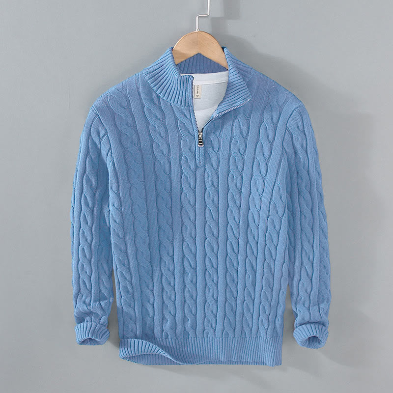 Textured Cotton High-Neck Thermal Meditation Men's Sweater