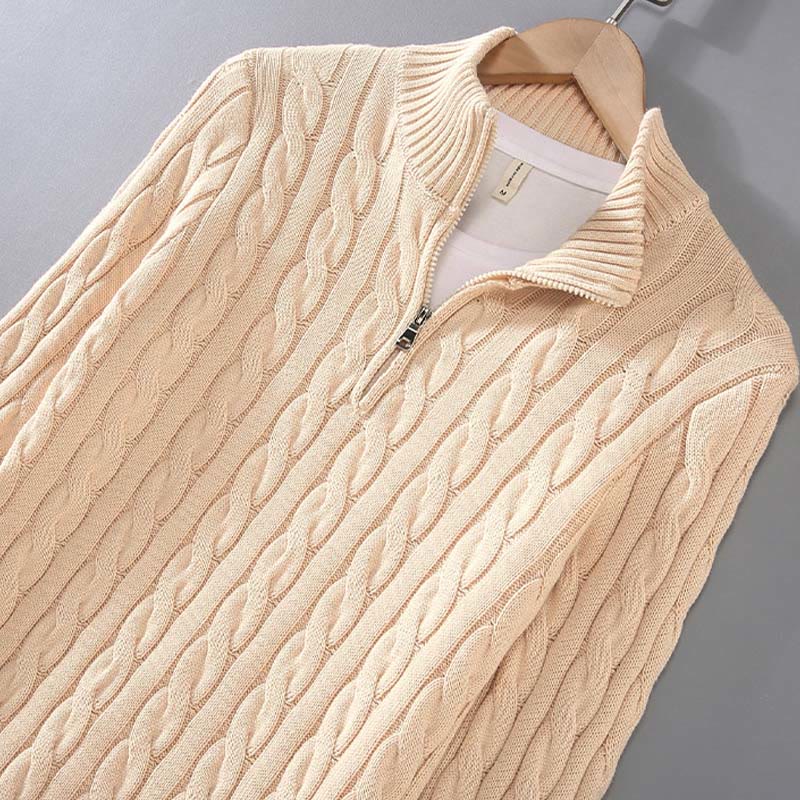 Textured Cotton High-Neck Thermal Meditation Men's Sweater