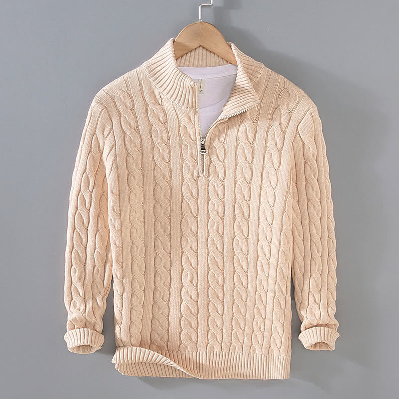 Textured Cotton High-Neck Thermal Meditation Men's Sweater