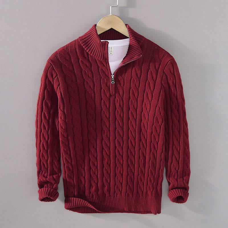 Textured Cotton High-Neck Thermal Meditation Men's Sweater