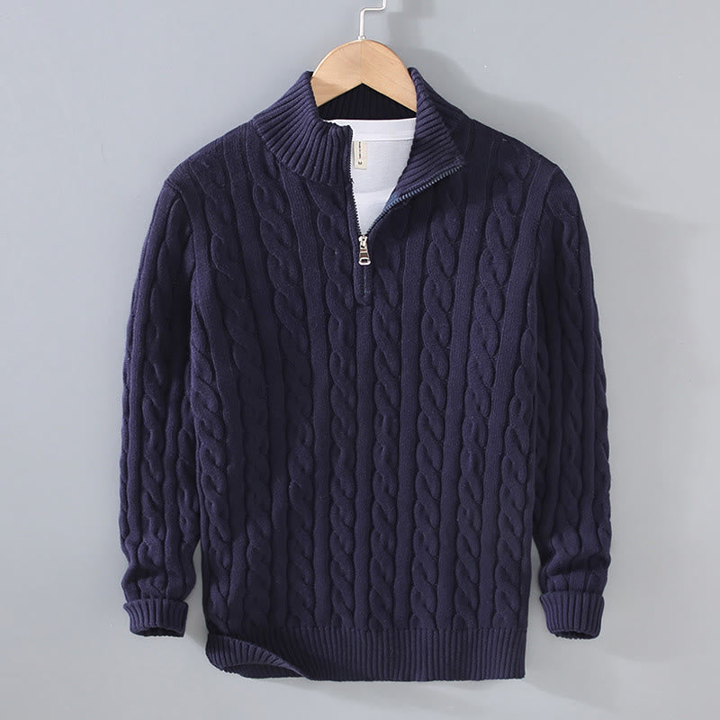 Textured Cotton High-Neck Thermal Meditation Men's Sweater