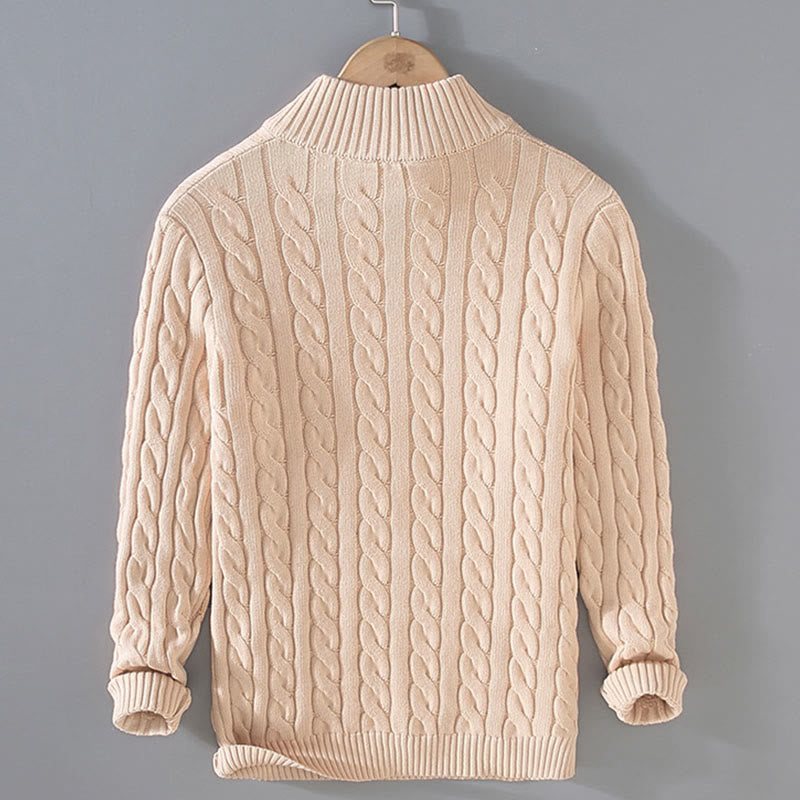 Textured Cotton High-Neck Thermal Meditation Men's Sweater